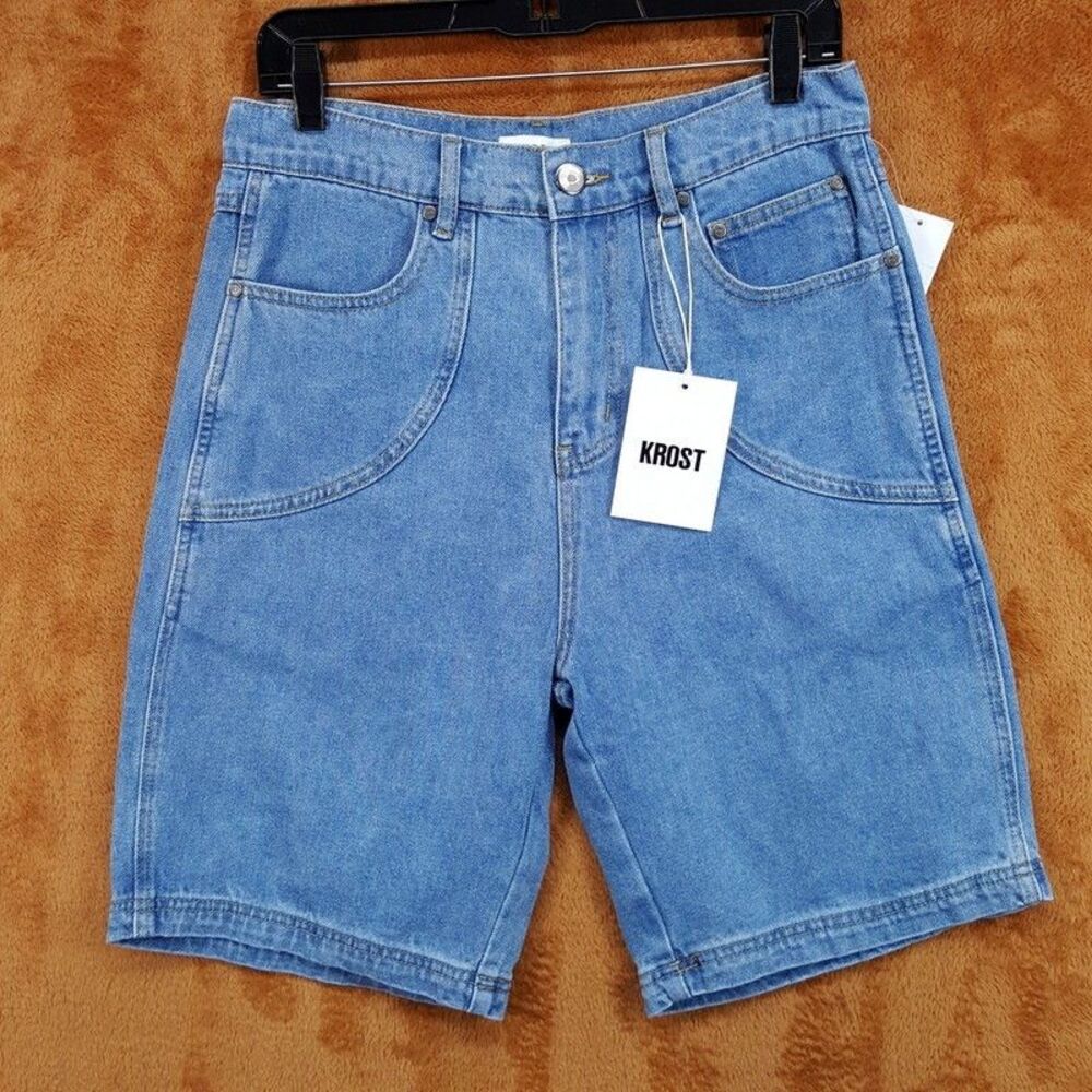Krost Jean Shorts Mens Small Blue Medium Wash Denim Mariner Denim 9" $145